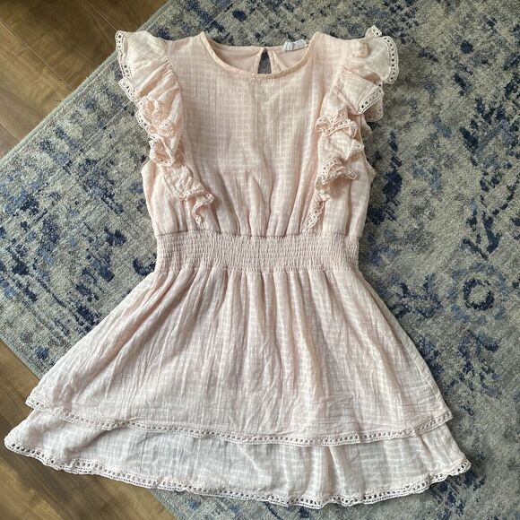 SAGE THE LABEL Pink Summer's Eve Ruffle Mini Dress Size XL - Picture 1 of 6